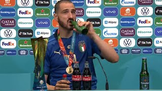 Bonucci drinks beer and cola after winning EURO 2020 [upl. by Eixela873]