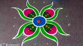 6x2 Dots Easy Chinna Muggulu 🍀 247 Rangoli 🌺 Simple Diwali Rangoli Designs🍀 Geethala Muggulu Design [upl. by Tcideneb]