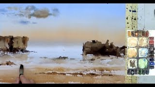 9 Peniche Portugal Watercolor Seascape Tutorial [upl. by Gnouh]