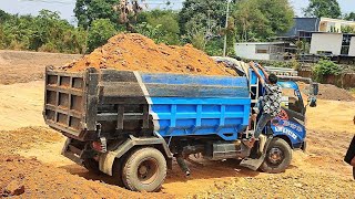 Dump Truk Tanah Toyota Dyna Muatan Full Bak Bongkar Tanah Timbunan [upl. by Hsetim]