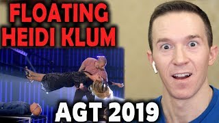 Magician REACTS to Darcy Oake levitate Heidi Klum on AGT The Champions 2019 [upl. by Llerehc]