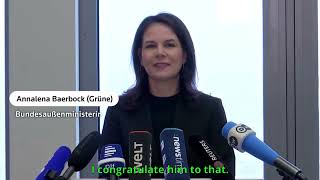 German Foreign Minister Baerbock reacts to Donald Trump Presidency in 2024 english subtitles [upl. by Boutis]