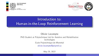 POLAR SkillShare 1  HumanintheLoop Reinforcement Learning by Olivier Lecompte [upl. by Dnamron]