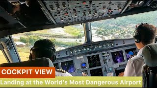 HeartStopping Cockpit View Landing at the Worlds Most Dangerous Airport  Paro Runway 15 [upl. by Aneroc]