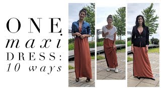 One Maxi Dress 10 Ways  How to Style Basics  Capsule Closet  Minimalism [upl. by Akerdal747]