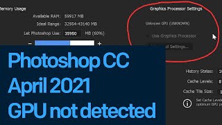 Photoshop CC April 2021 v 2231 No GPU Acceleration easy workaround  No rollback needed [upl. by Flieger]