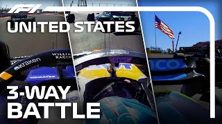 An EPIC ThreeWay Battle  Albon Gasly amp Stroll Go WheelToWheel  2024 United States Grand Prix [upl. by Qidas388]