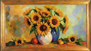 Golden Sunflowers A Vibrant Still Life 10 Hour Screensaver Masterpiece [upl. by Karie]