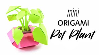 Mini Origami Pot Plant Tutorial  DIY  Paper Kawaii [upl. by Yaral954]