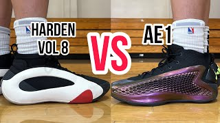 James Harden vs Anthony Edwards Adidas Harden Vol 8 vs AE1 Whos Better [upl. by Ciardap]