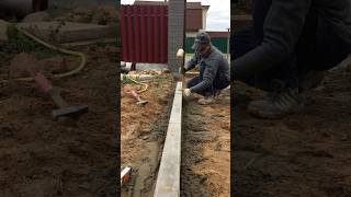 How to install a sidewalk curb 🦾 landscape pavers construction work sidewalk garden [upl. by Wanonah44]