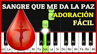 Melodía Cristiana de ADORACIÓN FÁCIL en Piano Tutorial Synthesia  Sangre que me da la Paz [upl. by Samaria]