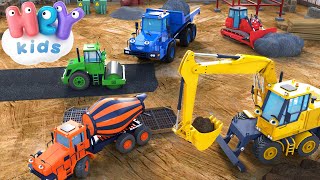 Construction Vehicles Song for Kids 🚛 Excavator Bulldozer amp Other Trucks for children  HeyKids [upl. by Sosthina]