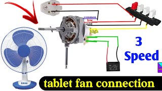 how to do wiring of table fan  how to 3 speed tablet fan connection diagram [upl. by Eisset]