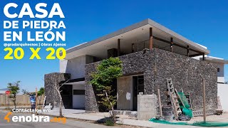 CASA con FACHADA de PIEDRA NEGRA y Escalera de CONCRETO en 20 X 20  Obras Ajenas  gradarquitectos [upl. by Oniluap]