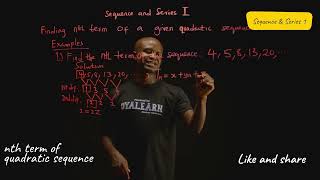 SS2  Mathematics  Sequence and series  Finding Nth term of a given quadratic sequence  1 [upl. by Manning]