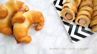 2 IDEE PER FESTE E BUFFET CORNETTI SALATI E ROLLO CON WURSTEL Ricetta impasto base rosticceria [upl. by Eiramadnil]