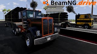 FULLY LOADED 1000HP SEMI TRUCK DRAG RACING  BeamNGdrive MP [upl. by Einalem]