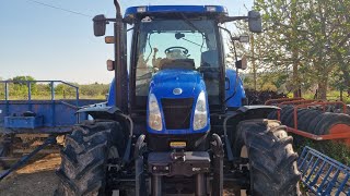 new holland t6030 one day of deep ploughing auto drive at work [upl. by Tomlin]