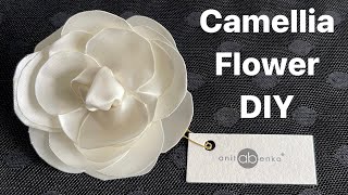 How to make Camellia Flower Fabric Flower brooch diy Chanel style Camellia Flower diy Anita Benko [upl. by Atiuqehc]