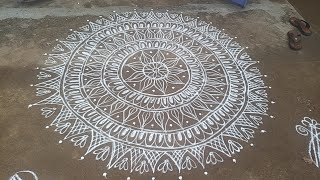 freehand rangoli pandaga muggullurangoli kolamrangolipatterns [upl. by Derrik714]