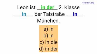 A1 A2 B1  Deutsch lernen Grammatik Test Deutsche Grammatik in der 2 Klasse in der Talstraße [upl. by Gray333]