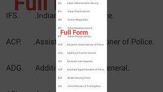 Full Form of IAS IRS CBI  BSF [upl. by Irolav]