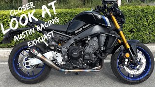 Yamaha MT09sp 2022  Closer look at Austin Racing Exhaust  RAW 4K [upl. by Orlan98]