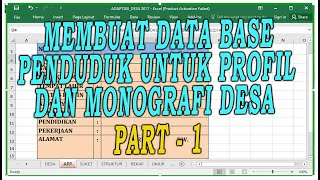 MEMBUAT DATA BASE PENDUDUK  PROFIL DESA  MONOGRAFI DESA Part 1 [upl. by Lenard]