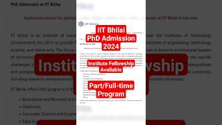 🥳IIT Bhilai PhD Admission Update shorts phdadmissions iitbhilai latestphdform iitphdadmission [upl. by Akinirt]