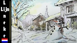 Hoe teken je een SNEEUWPOP met Aquarel potloden les 2 [upl. by Flight]