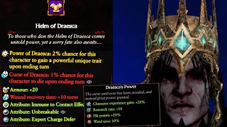 The New Unique item Helm of Draesca 2 Chance You Gain a Powerful Trait 1 Chance YOU DIE [upl. by Jeremiah858]