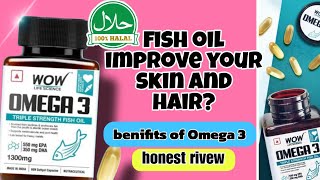 wow omega 3 fish oil capsule honest review glowing skin and hair growth [upl. by Betsy]