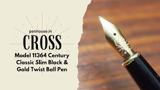 Review Cross Model 11364 Century Classic Slim Black amp Gold Twist Ball Pen penreview trending [upl. by Tezile872]