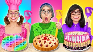 GRANNY VS ME VS MOM COOKING CHALLENGE  Funny Kitchen Hacks by 123GO FOOD [upl. by Ialohcin912]