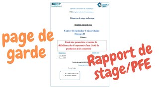 Page de garde rapport de stagePFE [upl. by Chun268]