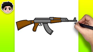 How To Draw AK47  Easy Step By Step Tutorial [upl. by Garfield828]