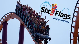 Six Flags Great America 2023 Raw Footage  4K 60FPS [upl. by Norrabal]