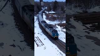 VIA Rail The Canadian passing Washago in winter viarail washago winter [upl. by Nylirad]