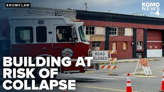 Unstable Enumclaw building at risk of collapse road closures in effect [upl. by Nottap]