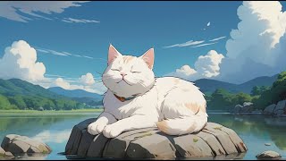 Ghibli Inspired Atmosphere  Cat relaxing  LoFi and Piano 1 HOUR [upl. by Aicelef392]