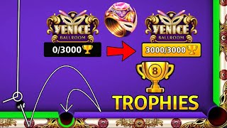 8 ball pool  Venice Trophy Maxed 🏆 0 to 3000 Points w 13 Billion Coins [upl. by Anerok]