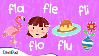 Aprende a leer las SÍLABAS TRABADAS fla fle fli flo flu 🦩  VOCABULARIO para niños 👦👧  DinoPeq 🦖 [upl. by Betty]