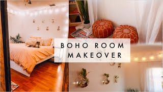 ♡ EXTREME BOHO BEDROOM MAKEOVER  TRANSFORMATION  ROOM TOUR ♡ [upl. by Havstad478]