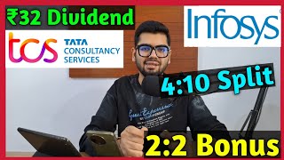 TCS Ltd  Infosys • Stocks Declared High Dividend Bonus amp Split With Ex Dates [upl. by Willy289]