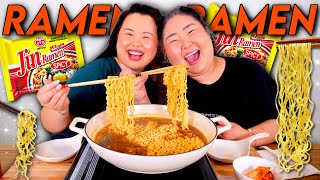 GIANT SPICY KOREAN RAMEN NOODLES MUKBANG 먹방 COOKING AND EATING EATING SHOW THE BEST RAMEN EVER [upl. by Eiryt532]