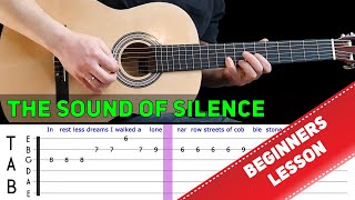 THE SOUND OF SILENCE  Easy guitar melody lesson for beginners with tabs  Simon amp Garfunkel [upl. by Crin424]