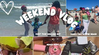 Weekend Vlog I Family day at the beach  I didnt sign up for this  beach must haves  more [upl. by Grannias]