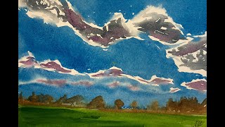 Cloud Practice and an old palette vs a new palette in watercolor [upl. by Dlonyer321]