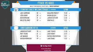 Ferntree Gully Wilson Storage 1st XI v Knox Gardens 1st XI [upl. by Rudman971]